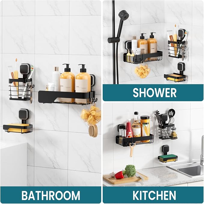 TAILI Shower Caddy Suction Cup 3 Pack, Stainless Steel Rustproof Shelves - Image 4