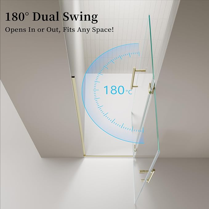 29.6-29.8" x 72"Frameless Hinged Shower Door, Single Swing Shower Panel - Image 2