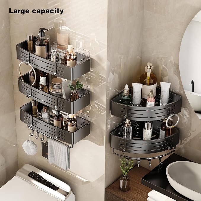 VOLPONE Corner Shower Caddy Adhesive Shower Shelf Corner No Drilling Bathroom - Image 5