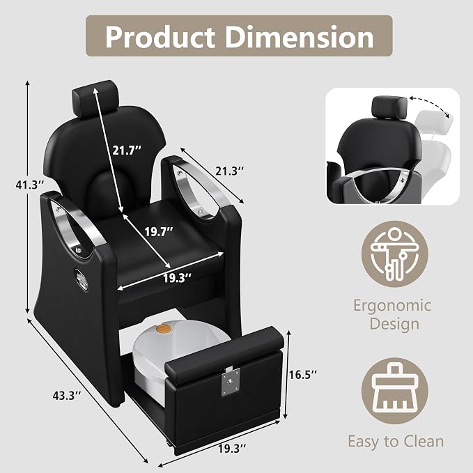Pedicure Station for Nail Tech, Reclining Pedicure Chair - Image 2