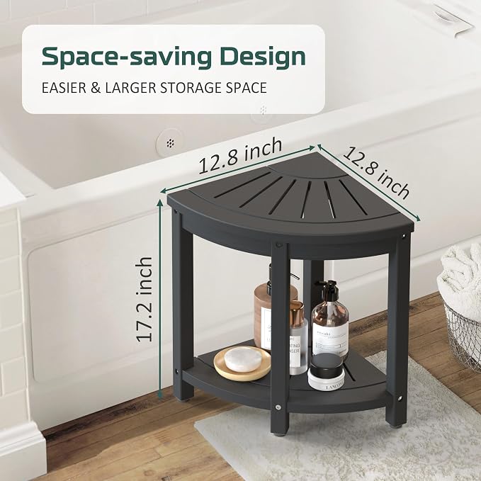 Waterproof Corner Shower Stool for Inside Shower, Poly Lumber Shower Bench Seat - Image 2