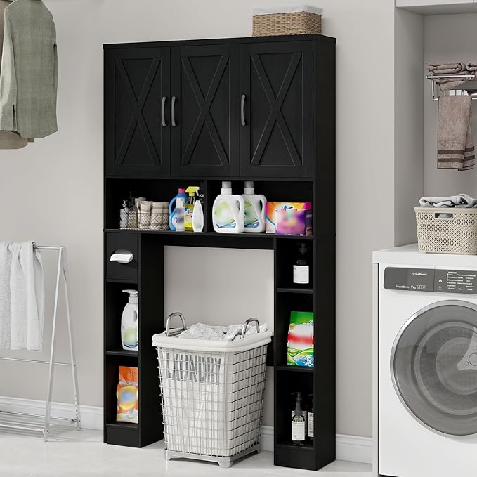 Over The Toilet Storage Cabinet, Farmhouse Toilet Cabinet Rack - Image 6
