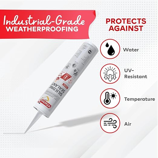 XFasten Clear Silicone Caulk Neutral Cure 10.1 oz – 100% Waterproof Silicone - Image 6