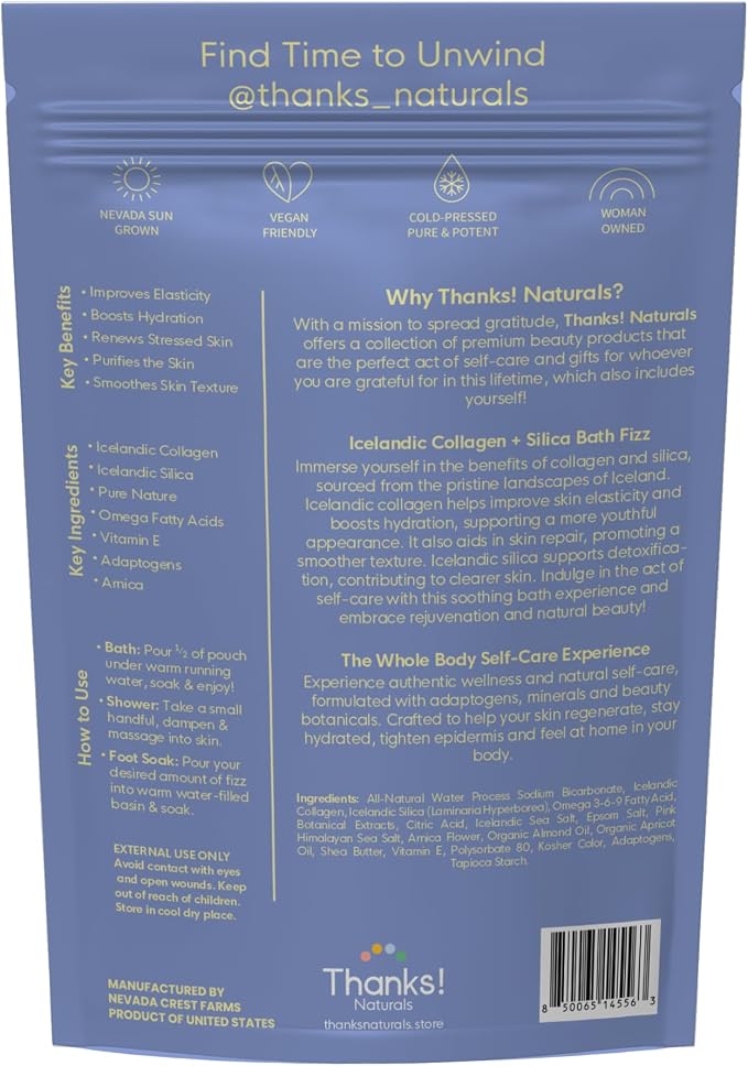 Bath Fizz, Icelandic Collagen + Silica, Vegan & Natural Bath Fizz - Image 2