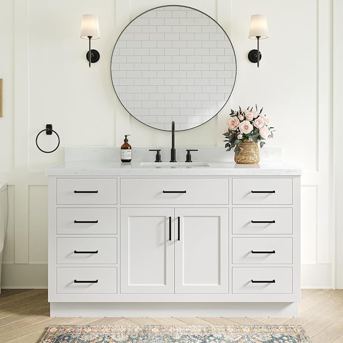 ARIEL Hepburn 60" White Bathroom Vanity by Ariel