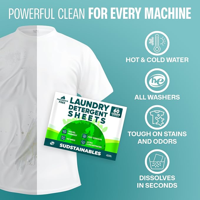 Sudstainables Laundry Detergent Sheets 60 Loads – Dissolvable Laundry Sheet - Image 4