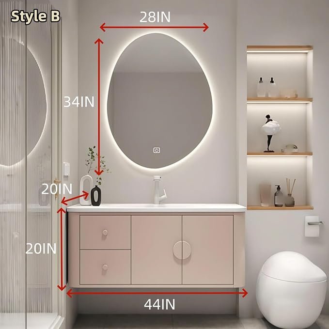 44IN Pink Modern Bathroom Vanity - Image 2