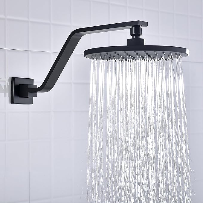 16 Inch S Shape Matte Black Shower Head Arm, Square Wall Mounted Shower Arm and - Image 3
