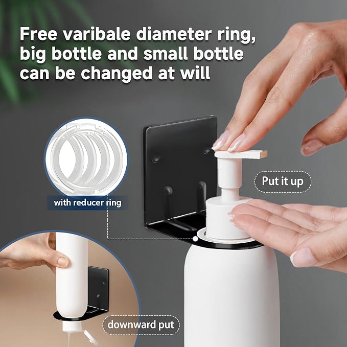LEFTSTARER 4Pcs Soap Dispenser Wall Mount Bottle Holder, Shampoo Holder - Image 2