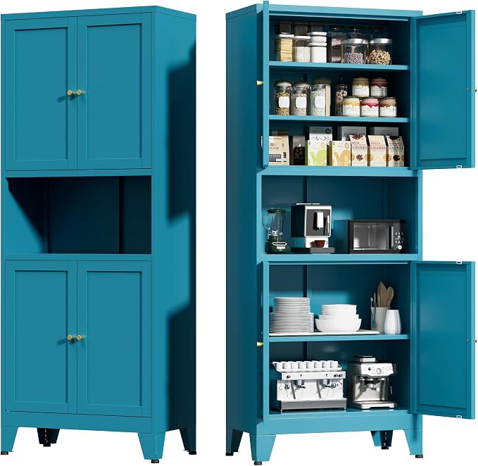 COFaR 69" Tall Modern Kitchen Pantry, Metal Storage Cabinet by COFAR