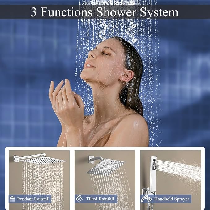 Shower Faucet Set Polished Chrome Shower System, Knob Switch Diverter Shower - Image 3