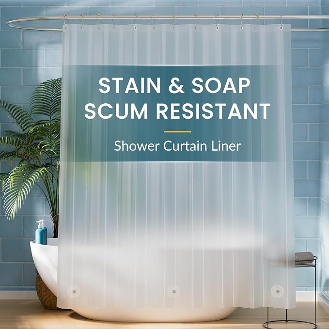 Titanker Plastic Shower Curtain Liner 72 x 72 Frosted Shower Liner Waterproof by Titanker