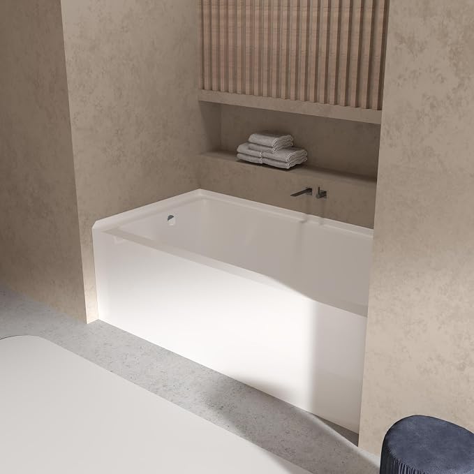 60x30 Inch Acrylic Drop-in Bathtub, Rectangular Soaking Tub by Unknown