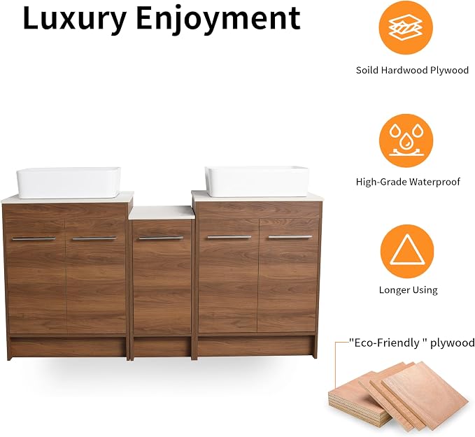 60 Inch Bathroom Vanity with Sink, Mordern Bathroom Vanity, Single Sink - Image 7