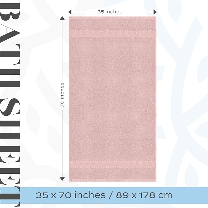 White Classic Pink 650 GSM Cotton Bath Sheet Towel - Image 4