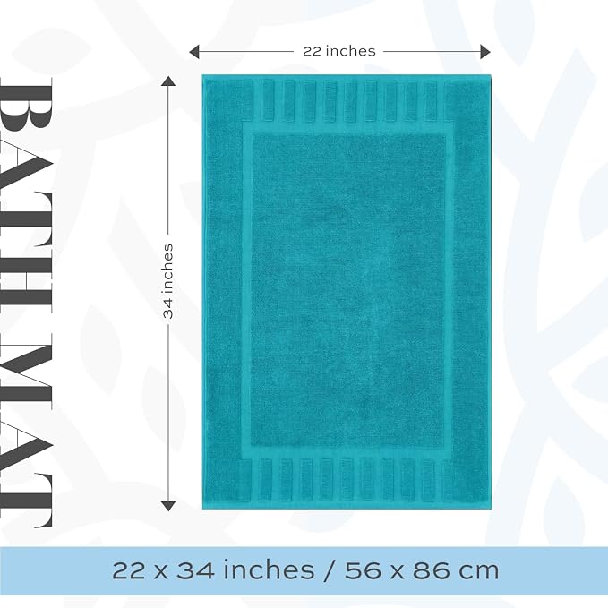 White Classic Luxury Bath Mat Floor Towel Set - Image 3