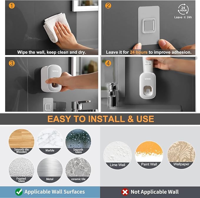 MOPMS Toothpaste Dispenser Wall Mounted - Image 5