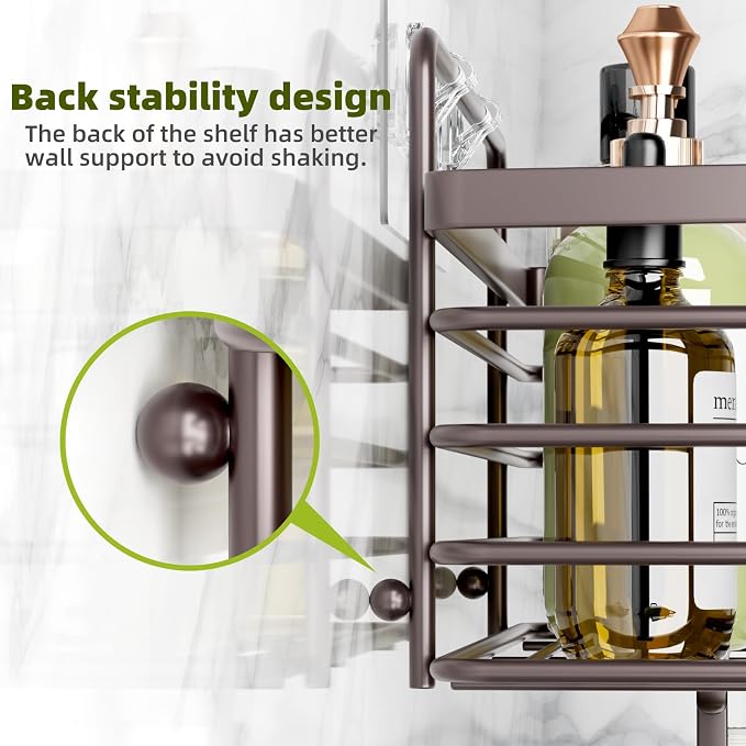 Yougai Shower Caddy 3 Pack, No Drilling Stainless Steel Hanging Shower - Image 5