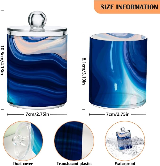 MNSRUU 4 Pack Qtip Holder Organizer Dispenser Marble Bathroom Containers - Image 3