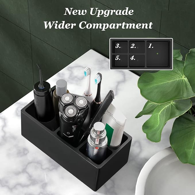 Luxspire Toothbrush Holder, 5 Slots Toothbrush Razor Holder Toothpaste Stand - Image 2