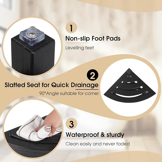 HDPE Corner Shower Stool, Shower Bench Seat - Image 4