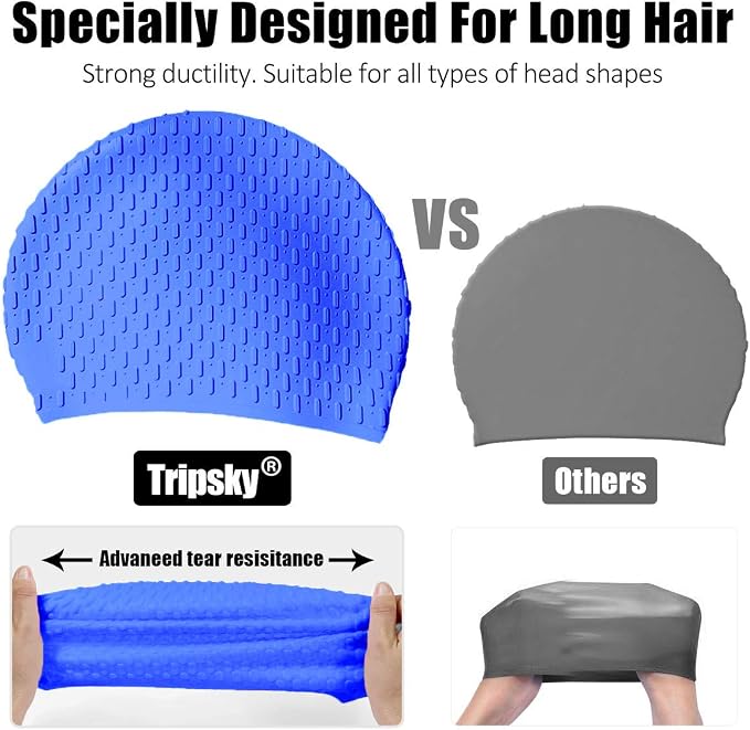 Tripsky Silicone Swim Cap, Comfortable Bathing Cap Ideal - Image 3
