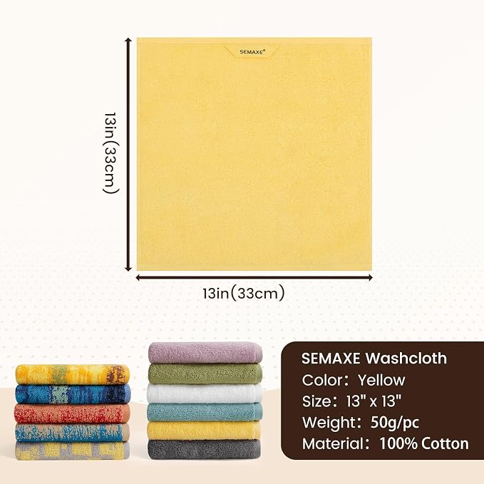SEMAXE 100% Cotton Washcloths for Bathroom - Image 2
