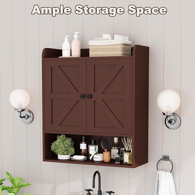 EasyCom 22" W x 26" H Bathroom Wall Cabinet, Farmhouse Medicine Cabinet - Image 5