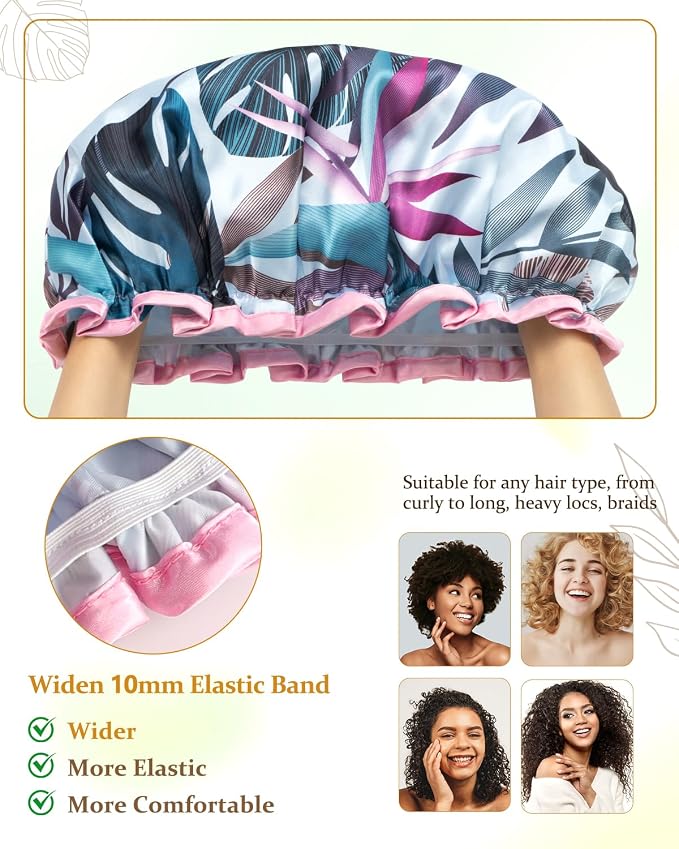 mikimini Large Shower Cap for Women Reusable Waterproof, Hair Cap for Shower - Image 5