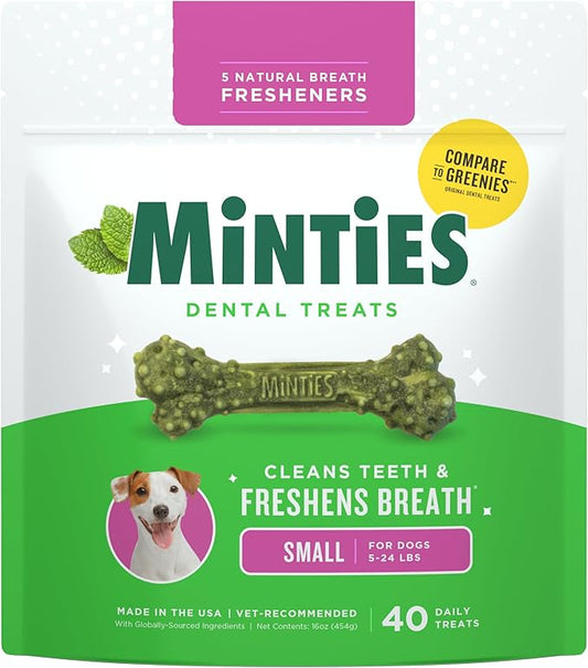 Minties Dog Dental Bone Treats, Tiny/Small Dental Dog Treats, 16 Ounces by Minties