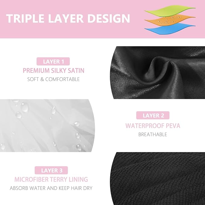 Aquior Shower Cap, Terry Lined Shower Cap - Image 2