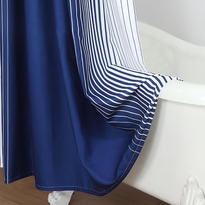 90 Inch Blue Shower Curtain, Extra Long Modern Navy Blue and White Gradient - Image 5