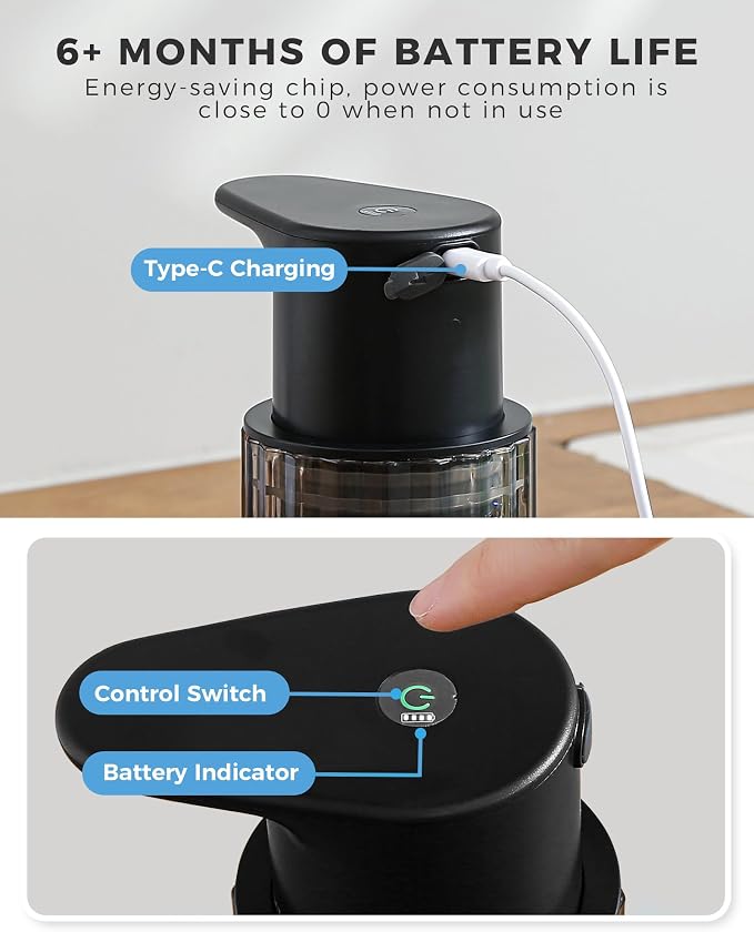 Automatic Foaming Soap Dispenser Touchless, 10oz/300ml Rechargeable, 3 - Image 5