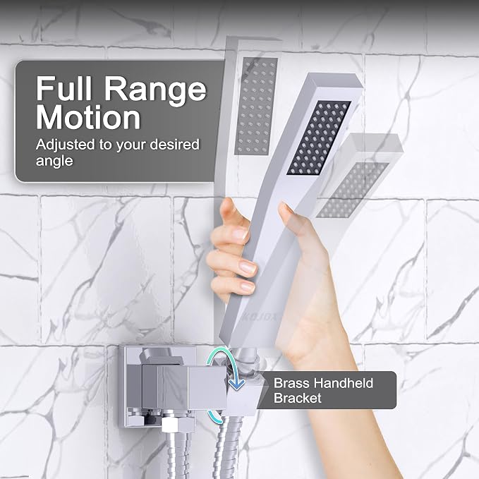 KOJOX Shower System with High Pressure 12 Inch Rainfall Shower Head, Handheld - Image 4