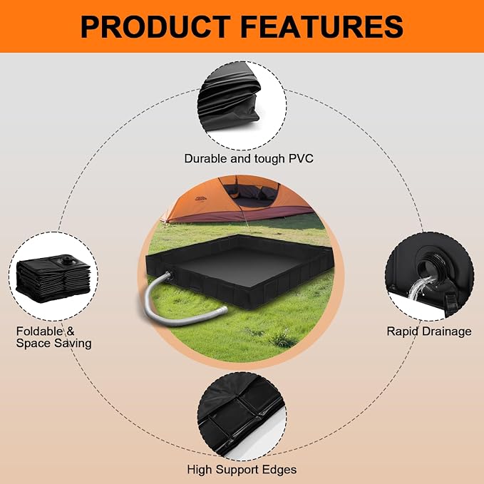 Portable Shower Base, Foldable Camping Shower Pan - Image 3