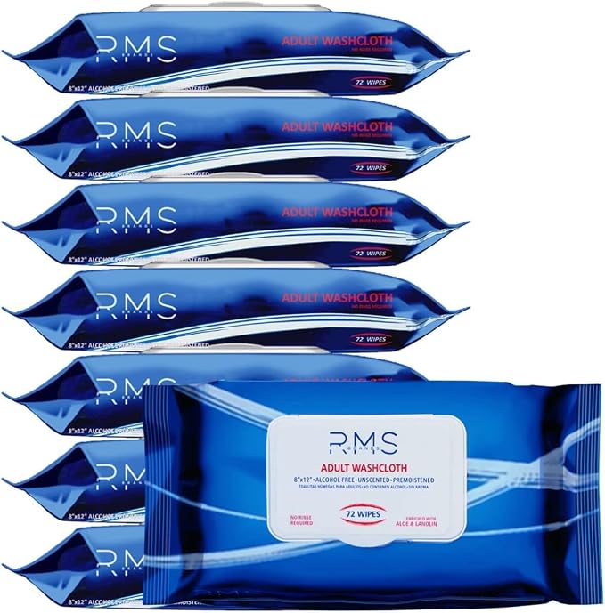 Disposable Adult Wet Wipes or Washcloths 8” X 12” Extra Soft Non-Irritating by RMSBRANDS