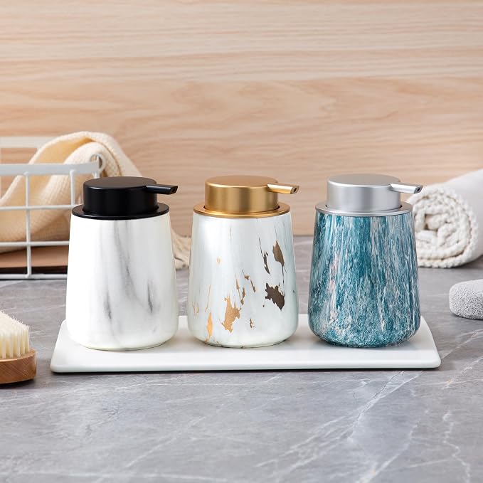 Enra Ceramic Foaming Soap Dispenser, 12 oz Marble Foam soap Dispenser Bathroom - Image 6