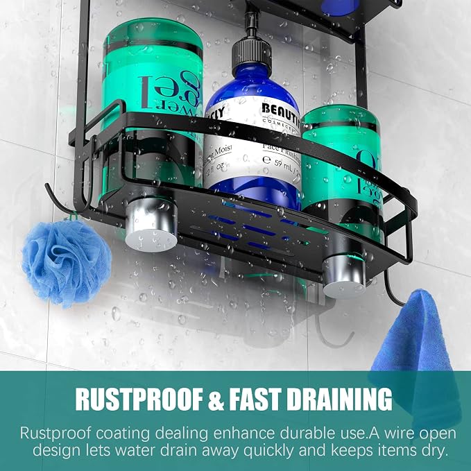 Meangood Shower Caddy Over Shower Head, Towels Rustproof Shower Organizer - Image 5