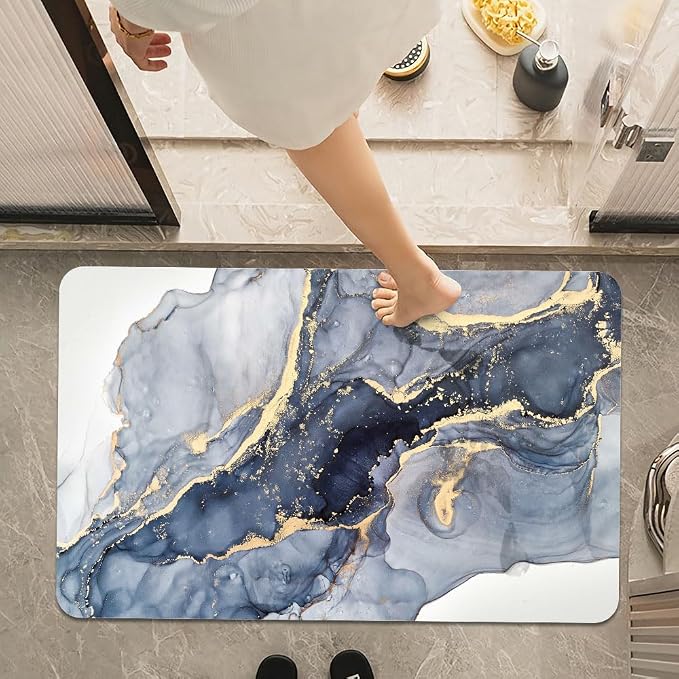 Bath Mat Rug, Gilt Marble Non Slip Quick Dry Super Absorbent Thin Bathroom Rugs - Image 7