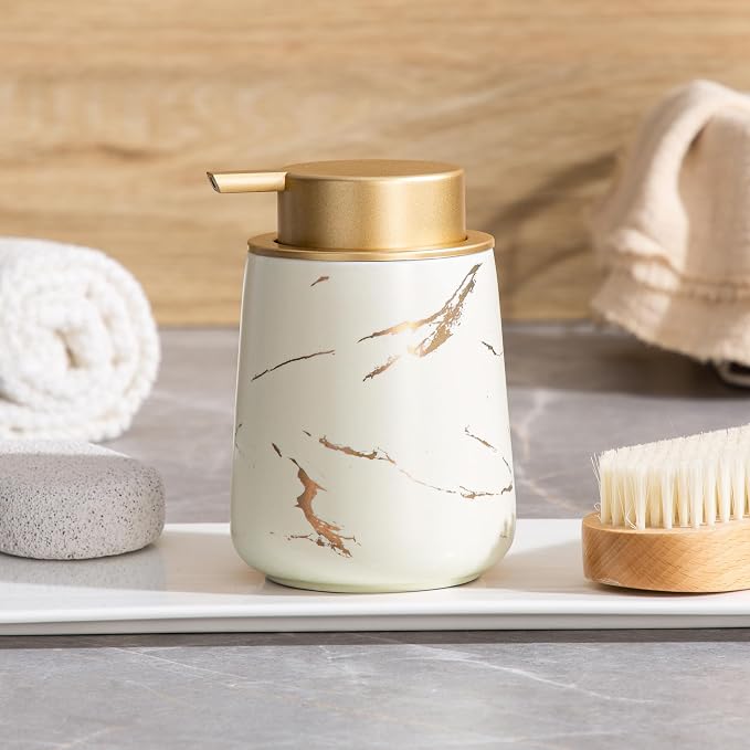 Enra Ceramic Foaming Soap Dispenser -12oz Modern Foam Gold Hand Soap Dispenser - Image 7
