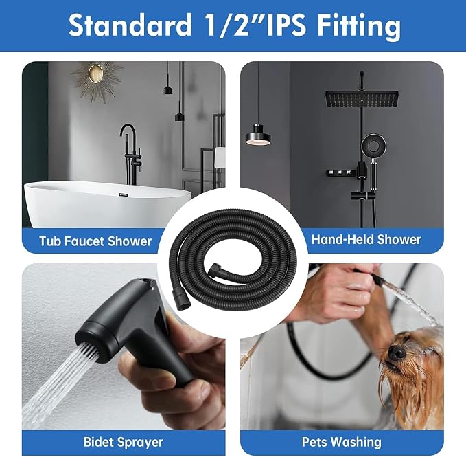 RUMOSE 70 inches Shower Hose Extra Long Stainless Steel Shower Tube Attachment - Image 7