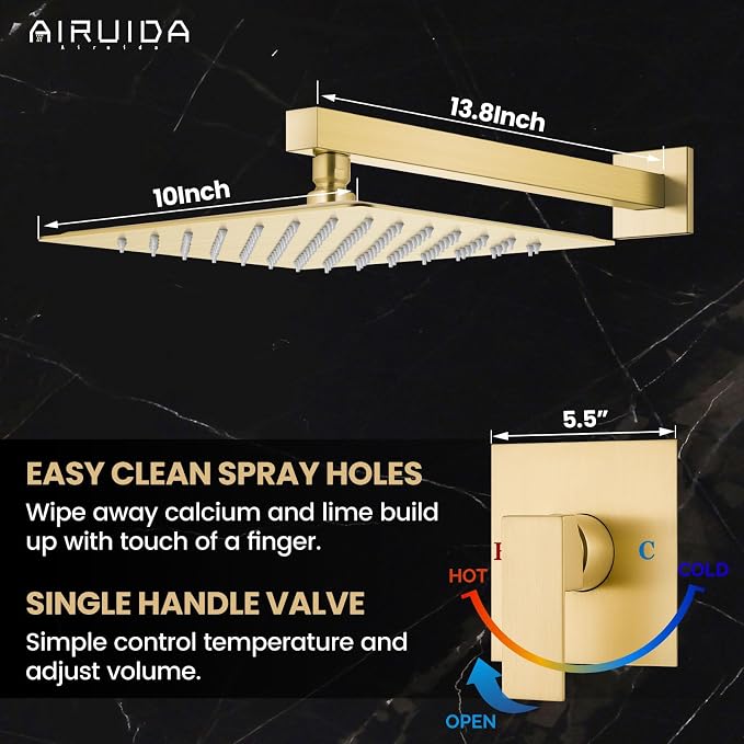 Airuida Shower Faucet Set Bathroom Rain Shower System SUS304 Stainless Steel - Image 4
