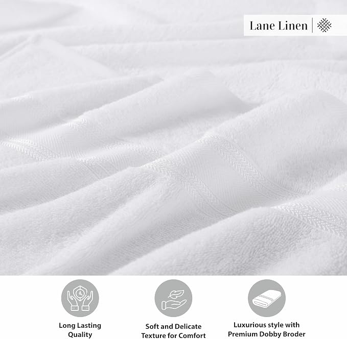 LANE LINEN 100% Cotton 4 Pack Bath Towels - Image 8