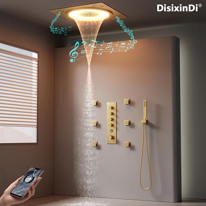 20 Inch Ceiling LED Square Music Rain Shower Head - Image 3