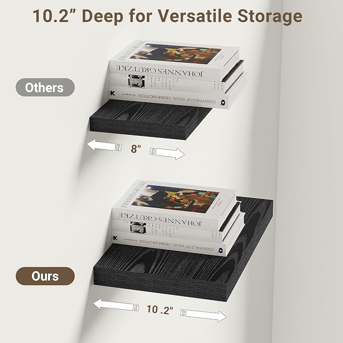 Vivelove 10.2 Inches Floating Shelves Wall Mounted, Living Room, Home Decor - Image 4