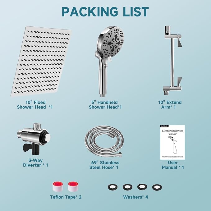 Filtered Shower Head With Handheld Combo, Detachable Dual Showerhead with - Image 8