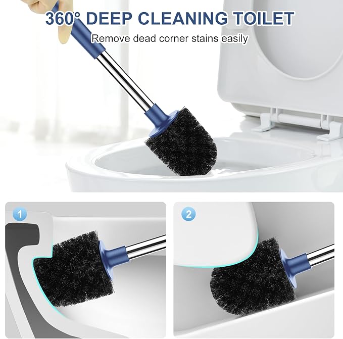 SetSail Toilet Brush and Holder 4 Pack, Self Closing Lid Toilet Bowl Brushes - Image 6