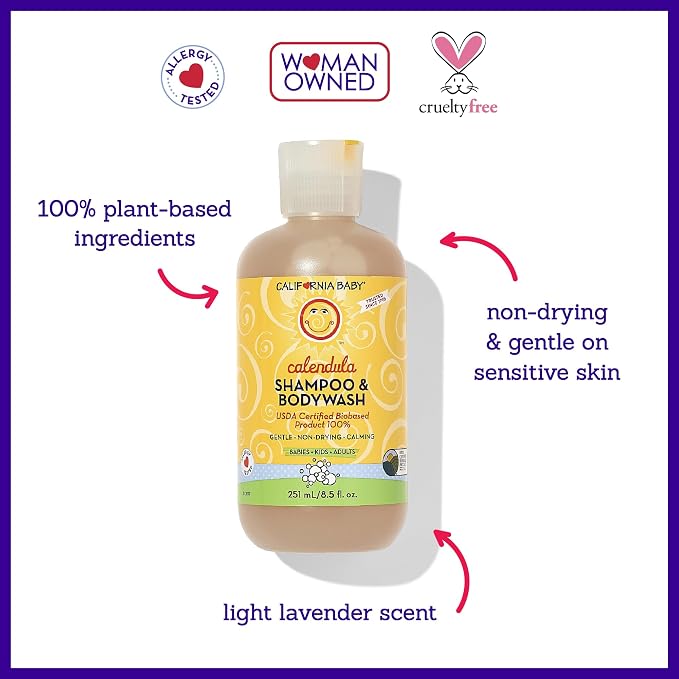 California Baby Calendula Baby Shampoo + Baby Wash | 100% Plant-Based | - Image 3