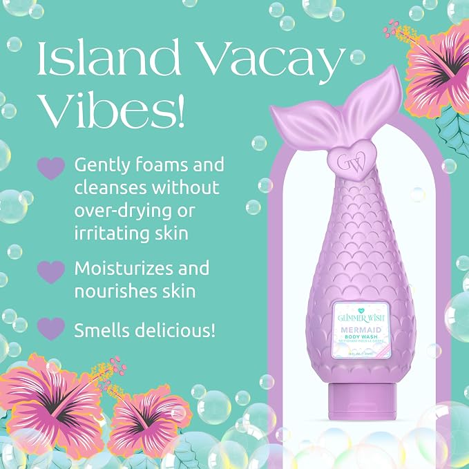 Glimmer Wish Mermaid Kids Body Wash, Gentle Cleanser and Moisturizing Sulfate - Image 3