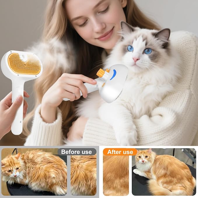 Pet Steam Brush for Dog & Cat – 3-in-1 Spray Hair Removal Comb – Steam Brush - Image 8